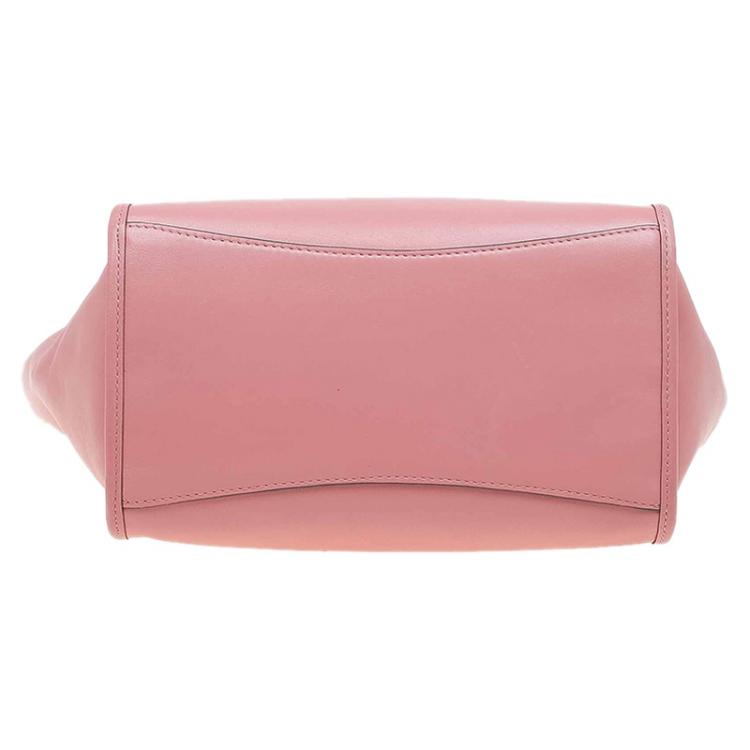 Pre Owned Coach Pink Leather Caryall Top Handle Bag