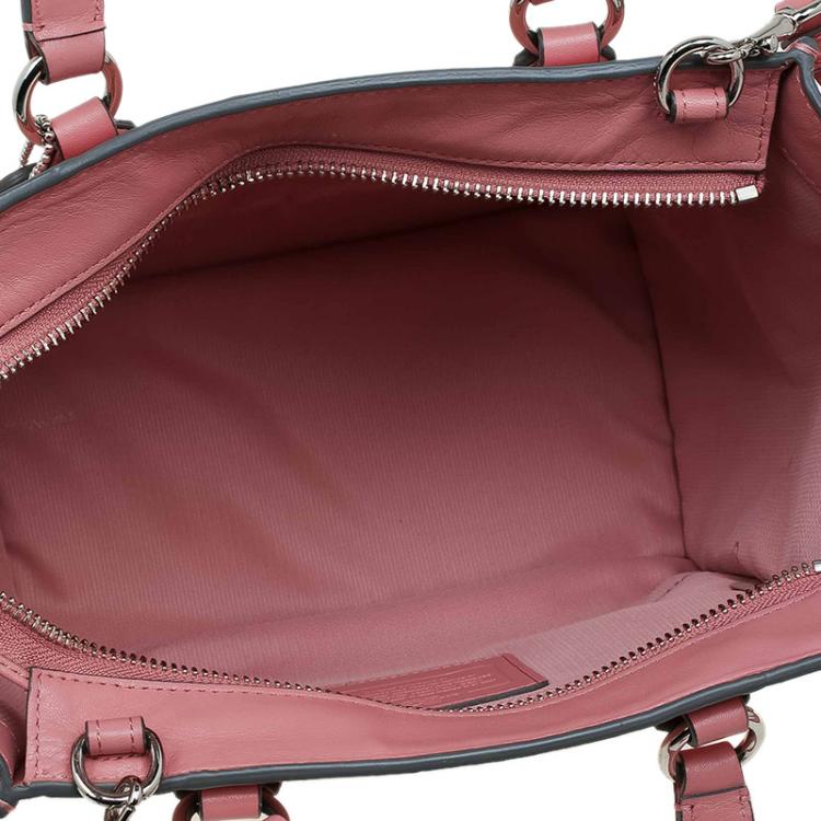 Pre Owned Coach Pink Leather Caryall Top Handle Bag