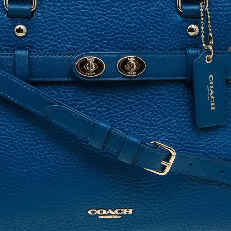 Pre Owned Coach Blue Leather Swagger Carryall Top Handle Bag