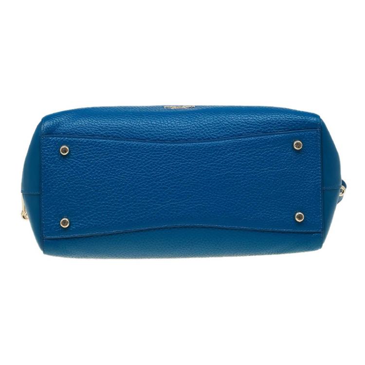 Pre Owned Coach Blue Leather Swagger Carryall Top Handle Bag