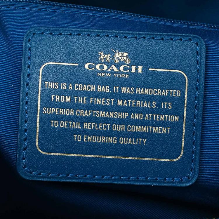 Pre Owned Coach Blue Leather Swagger Carryall Top Handle Bag