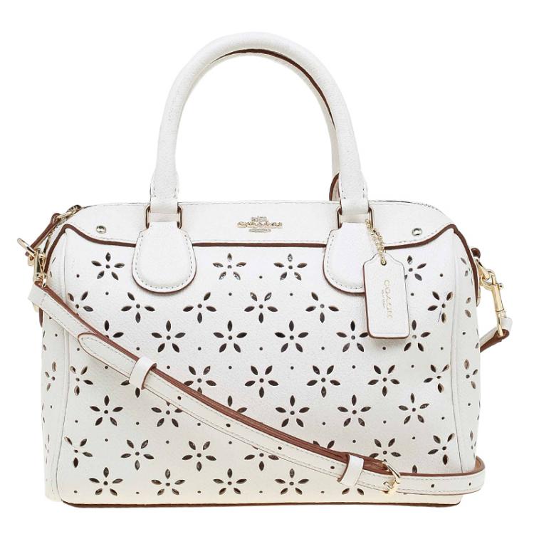Coach Beige/Off White Signature Coated Canvas and Leather Mini Bennett  Satchel Coach