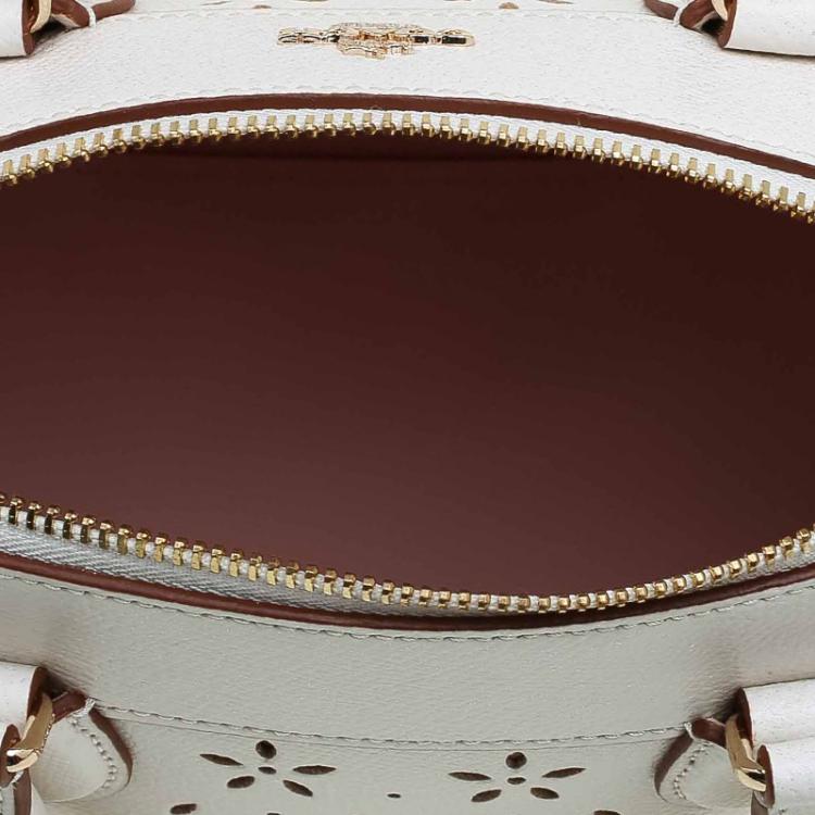 Pre Owned Coach White Leather Mini Laser Cut Bennett Satchel 
