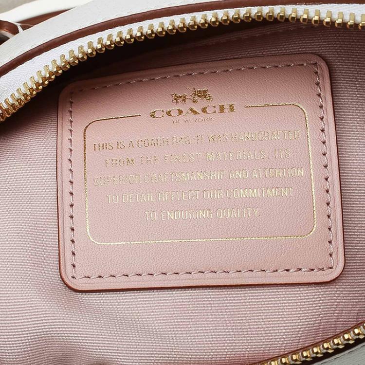 Pre Owned Coach White Leather Mini Laser Cut Bennett Satchel 