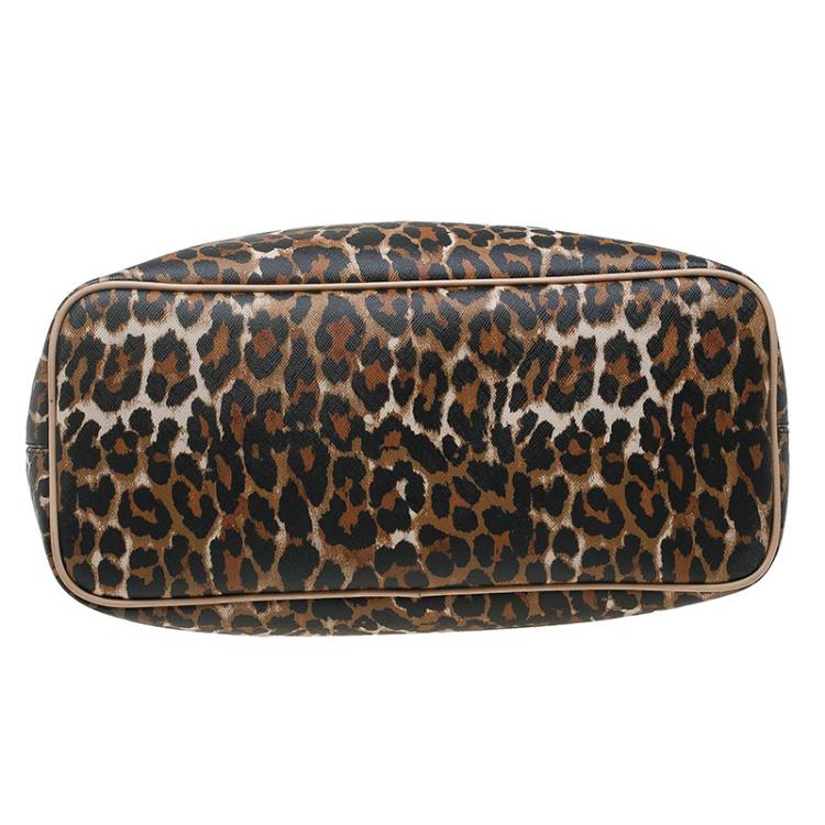 Pre Owned Coach Brown Leopard Print Coated Canvas Metro Ocelot Tote
