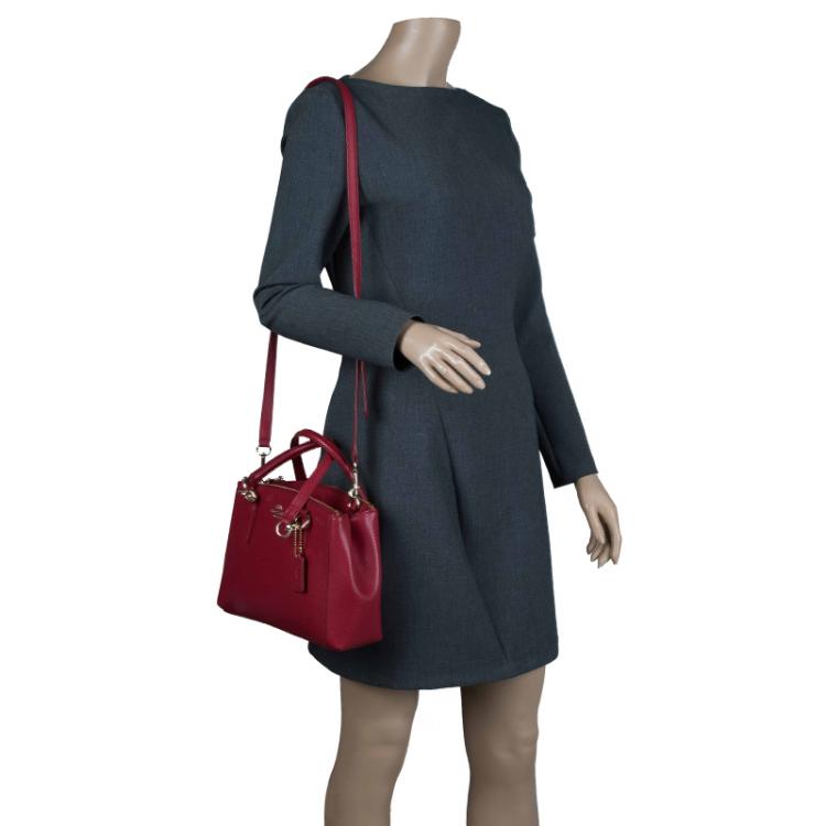 Pre Owned Coach Red Leather Stanton Top Handle Bag