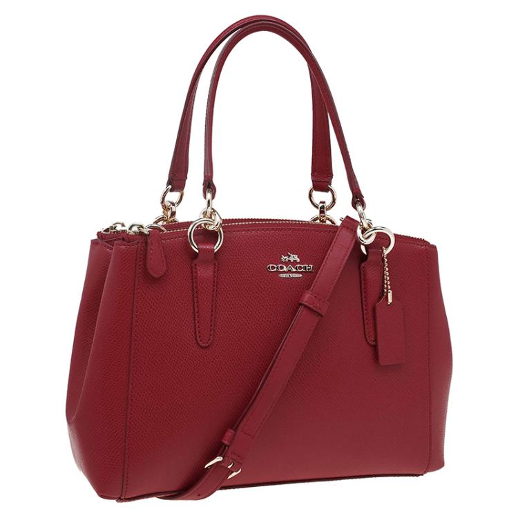 Pre Owned Coach Red Leather Stanton Top Handle Bag