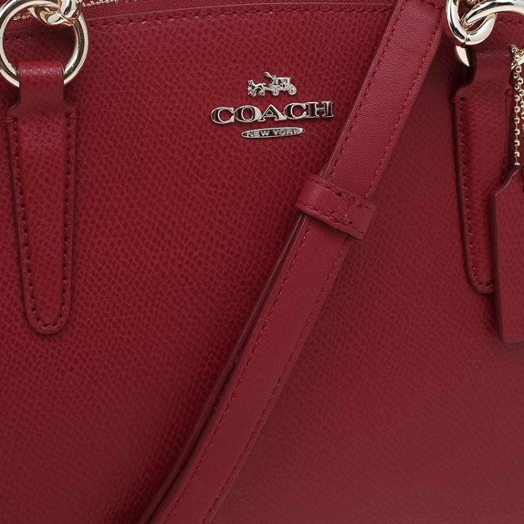 Pre Owned Coach Red Leather Stanton Top Handle Bag