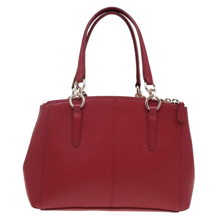 Pre Owned Coach Red Leather Stanton Top Handle Bag