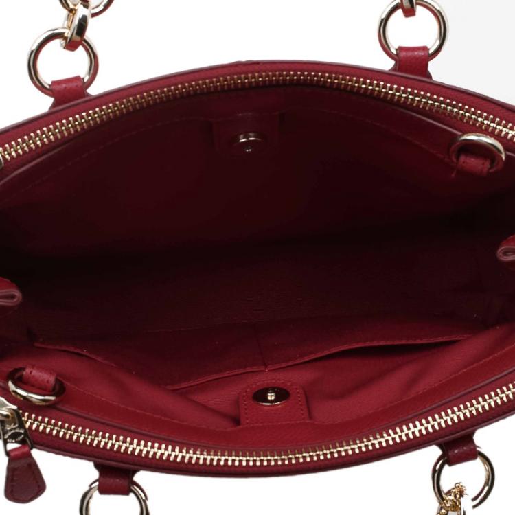 Pre Owned Coach Red Leather Stanton Top Handle Bag