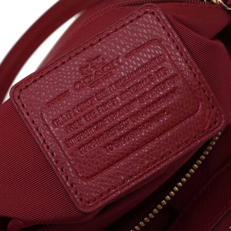 Pre Owned Coach Red Leather Stanton Top Handle Bag