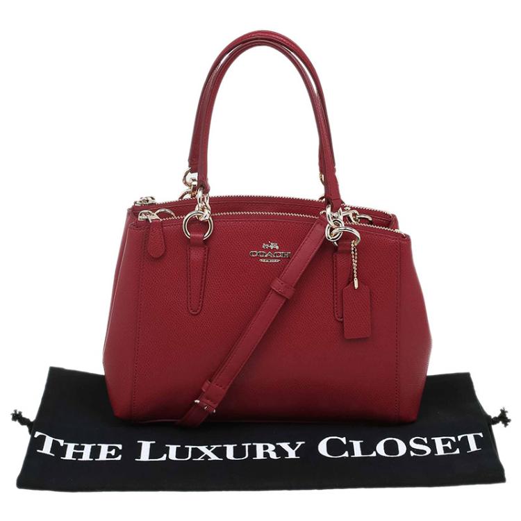 Pre Owned Coach Red Leather Stanton Top Handle Bag