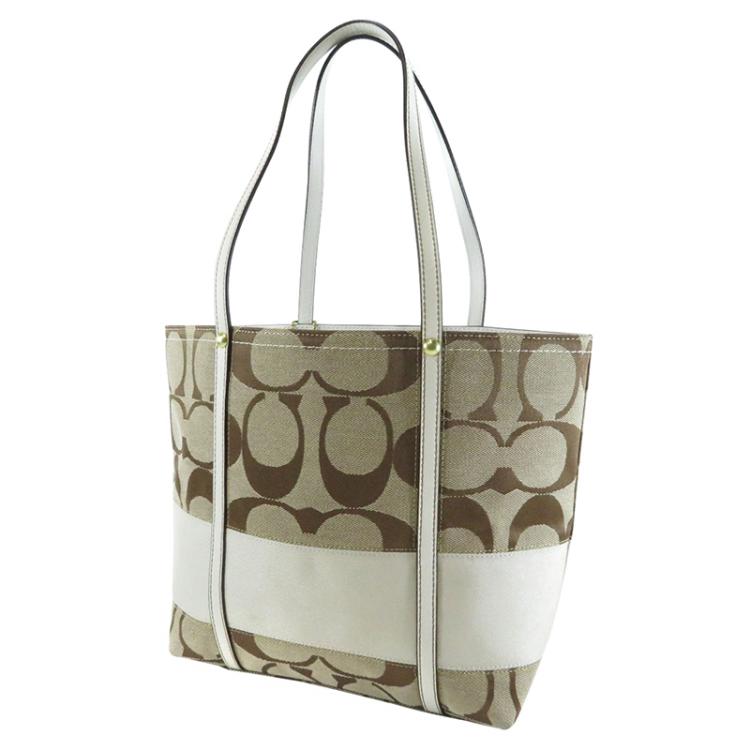 coach signature stripe tote