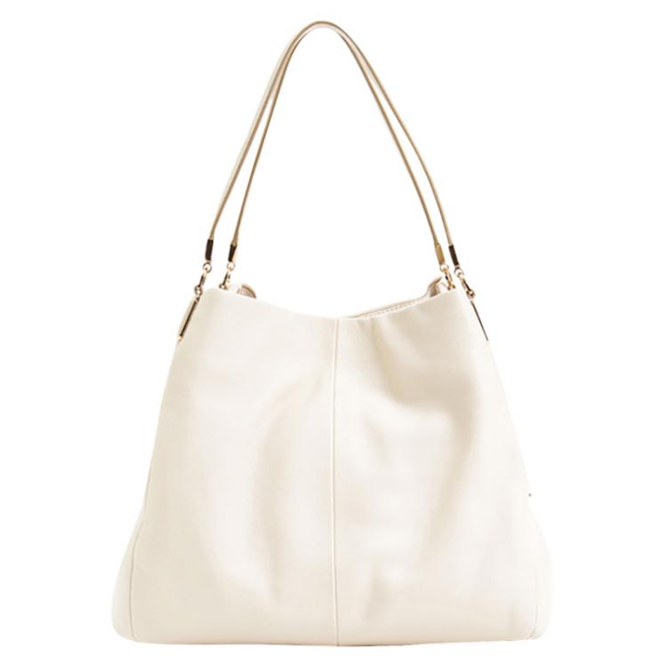 Pre Owned Coach White Leather Small Madison Tote