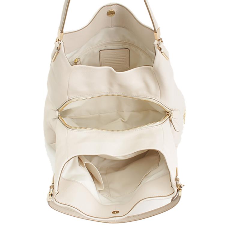 Pre Owned Coach White Leather Small Madison Tote