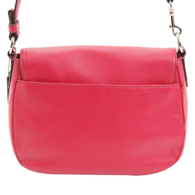 Pre Owned Coach Pink Leather Shoulder Bag
