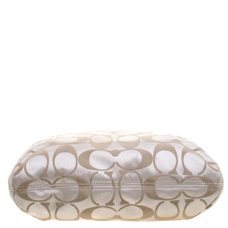 Pre Owned Coach Beige Fabric Signature Glam Tote