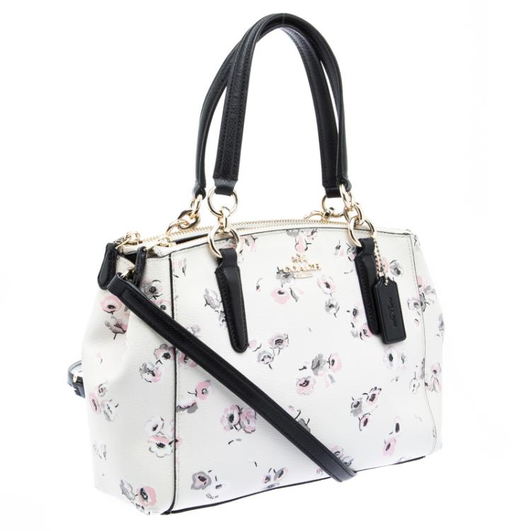 Pre Owned Coach White Wildflower Print Coated Canvas Mini Christie Carryall Bag
