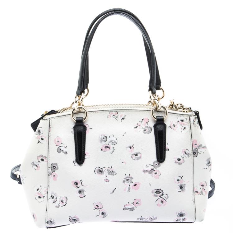 Pre Owned Coach White Wildflower Print Coated Canvas Mini Christie Carryall Bag
