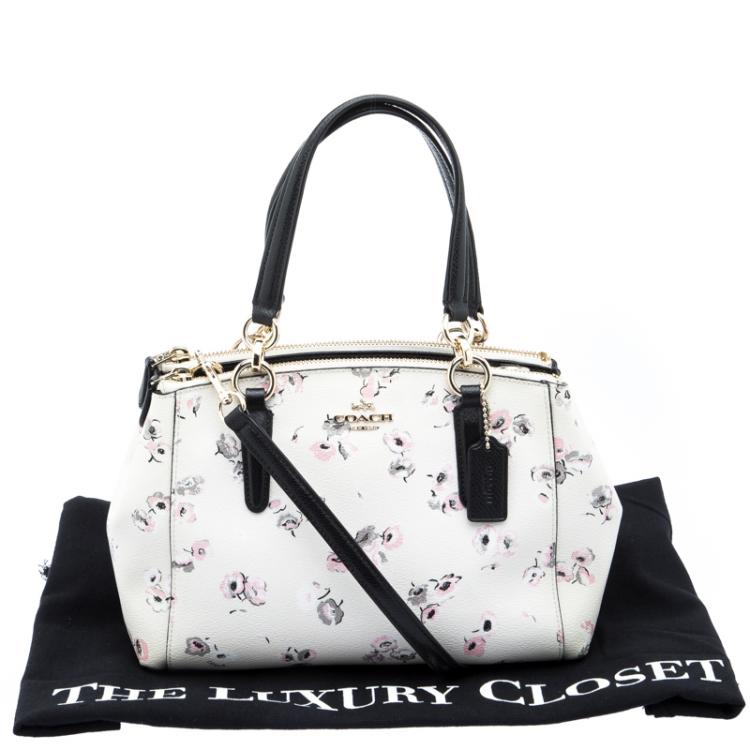 Pre Owned Coach White Wildflower Print Coated Canvas Mini Christie Carryall Bag
