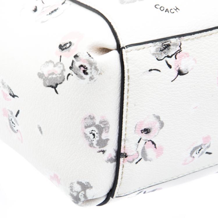 Pre Owned Coach White Wildflower Print Coated Canvas Mini Christie Carryall Bag
