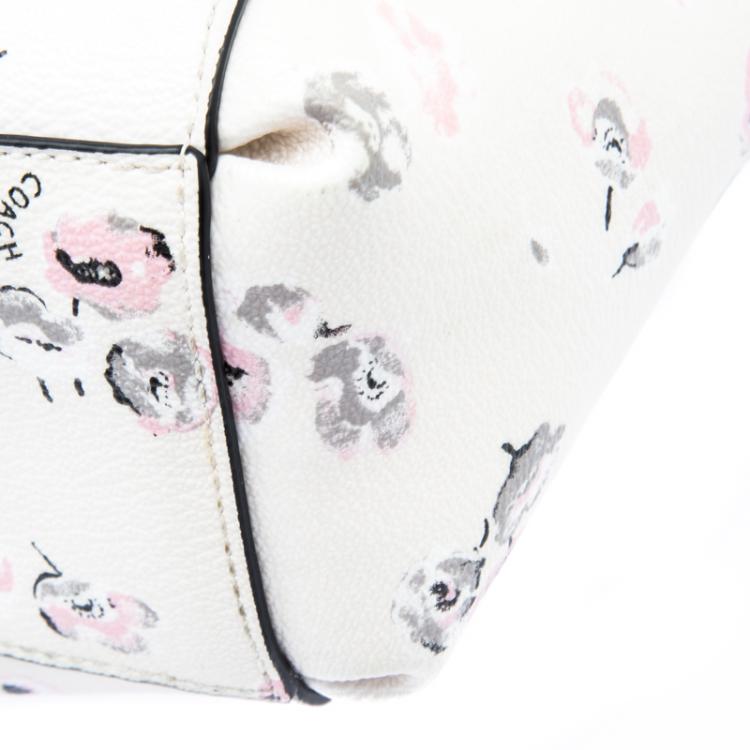 Pre Owned Coach White Wildflower Print Coated Canvas Mini Christie Carryall Bag
