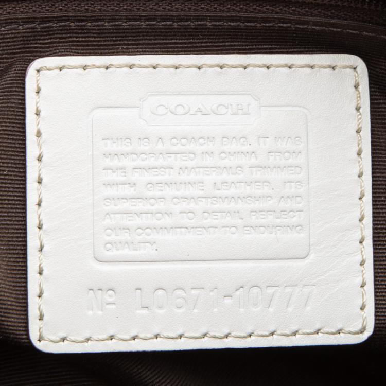 Pre Owned Coach White Fabric and Leather Hampton Satchel