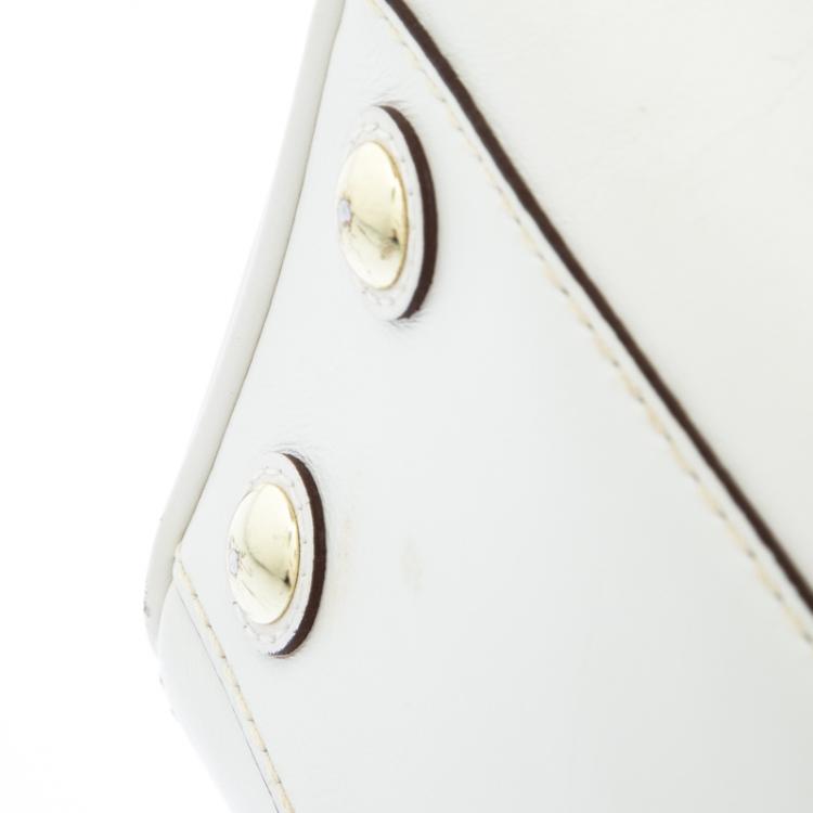 Pre Owned Coach White Fabric and Leather Hampton Satchel