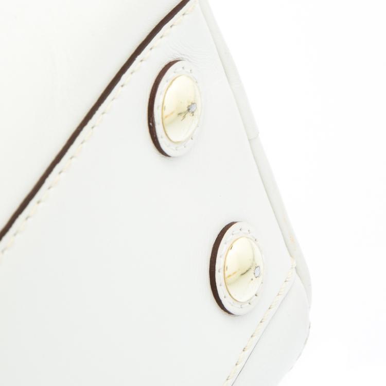 Pre Owned Coach White Fabric and Leather Hampton Satchel