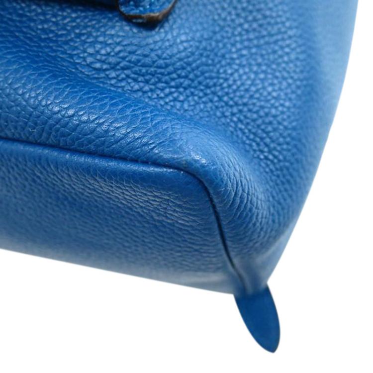 Pre Owned Coach Blue Refined Pebble Leather Turnlock Tie Rucksack Backpack