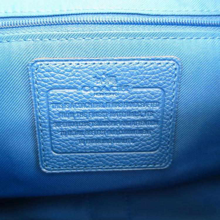 Pre Owned Coach Blue Refined Pebble Leather Turnlock Tie Rucksack Backpack