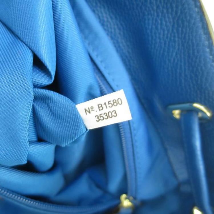 Pre Owned Coach Blue Refined Pebble Leather Turnlock Tie Rucksack Backpack