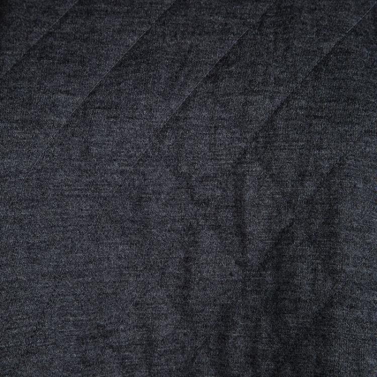 Pre Owned Comme des Garcons Grey Wool Quilted Scallop Hem Detail Top M