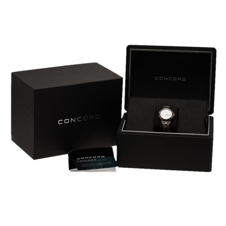 Pre Owned Concord White Stainless Steel Saratoga Women's Wristwatch 32MM