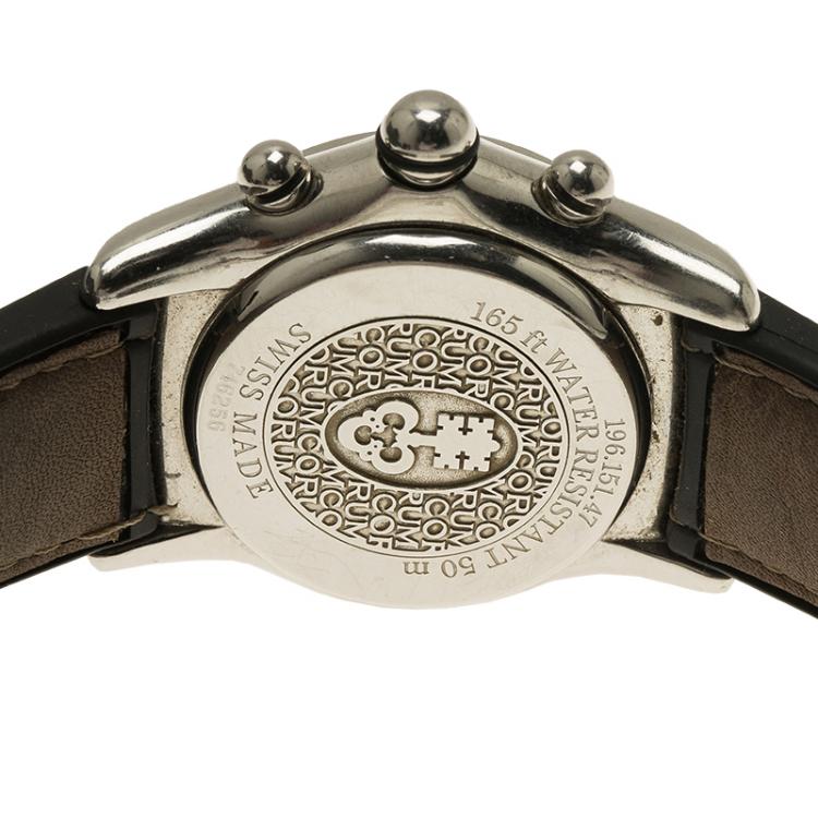 Pre Owned Corum Black Stainless Steel Diamond Bubble Women's Wristwatch 34MM