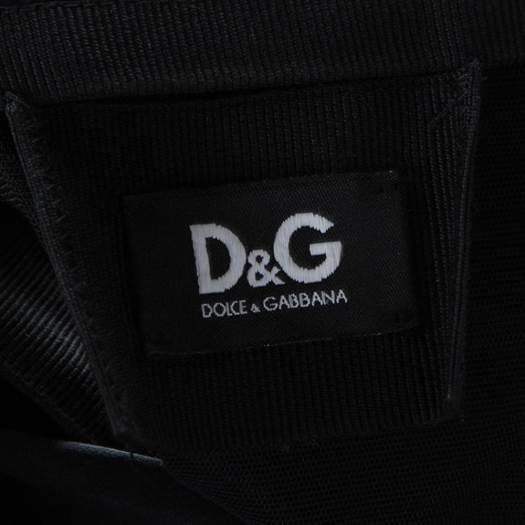 Pre Owned D&G Black Silk Embellished Fringed Scallop Lace Trim Detail Strapless Dress M