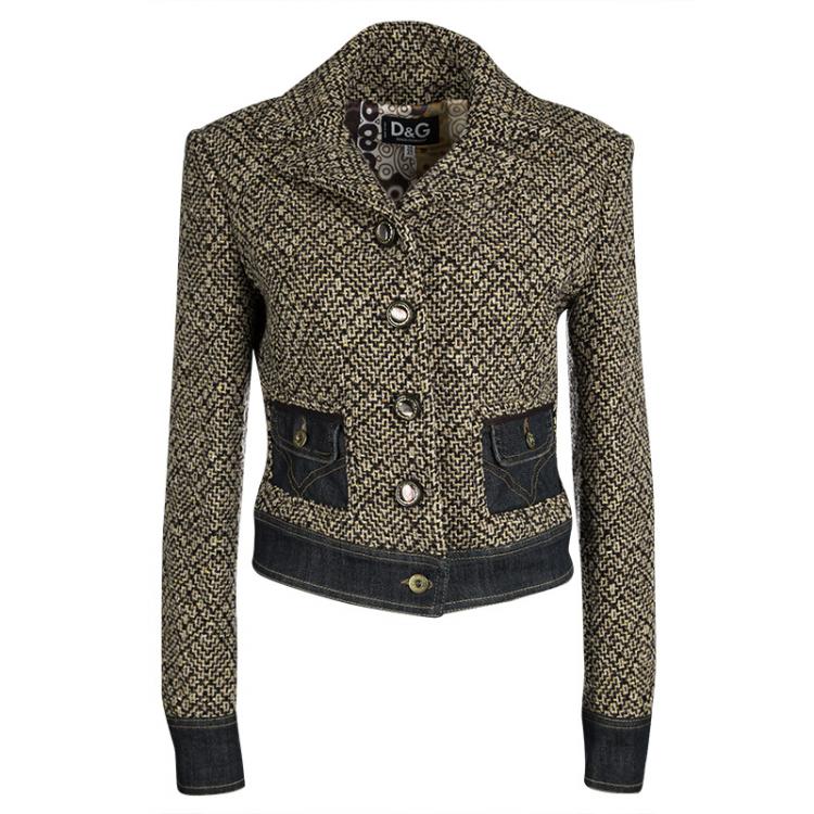 Pre Owned D&G Multicolor Tweed and Denim Blazer M