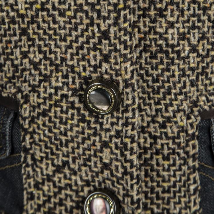 Pre Owned D&G Multicolor Tweed and Denim Blazer M