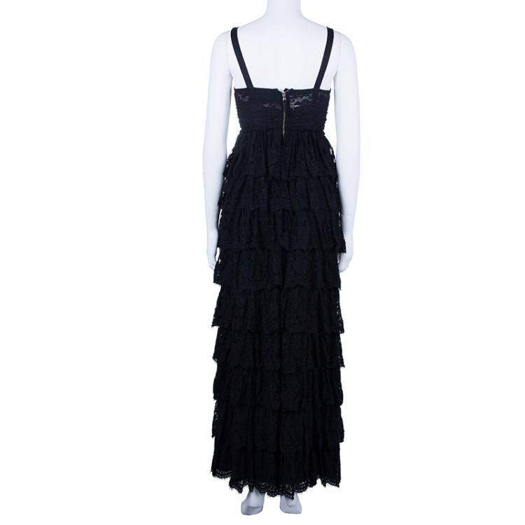 Pre Owned D and G Ruffle Tiered Lace Maxi Gown S