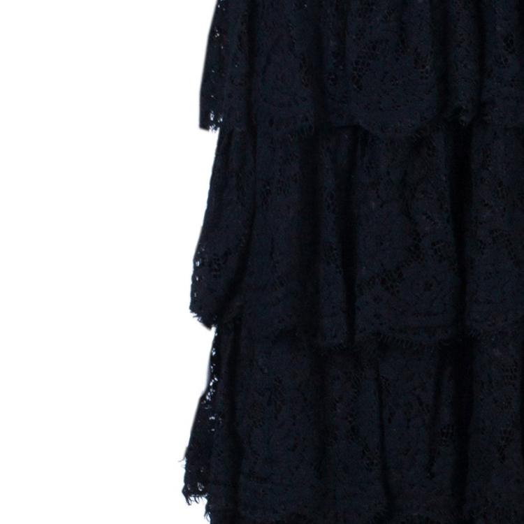 Pre Owned D and G Ruffle Tiered Lace Maxi Gown S