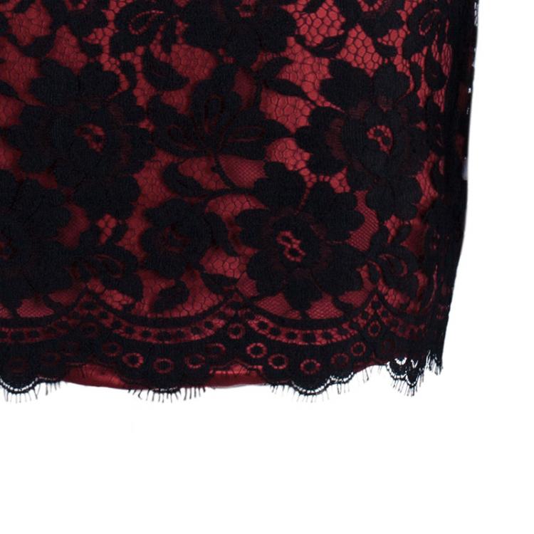 Pre Owned D and G Red Black Lace Fitted Dress M