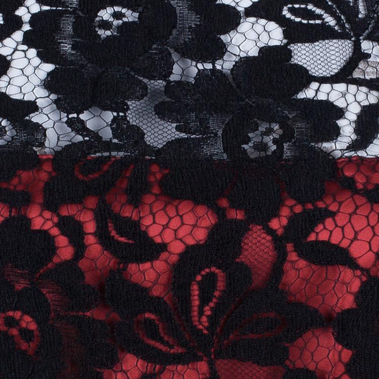 Pre Owned D and G Red Black Lace Fitted Dress M