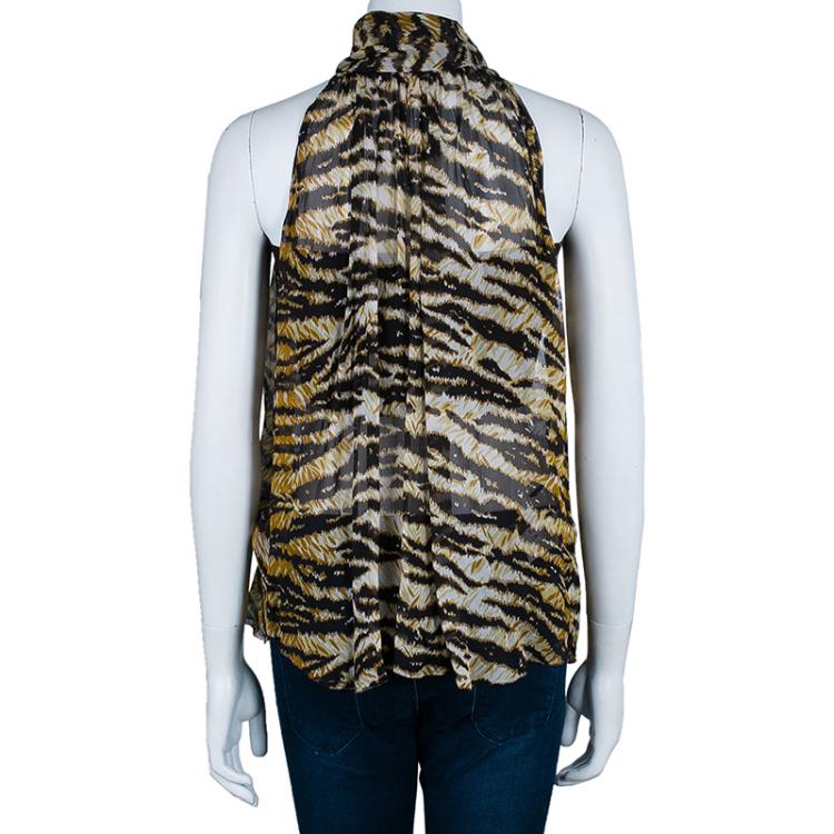 Pre Owned D&G Animal Print Halter Top M
