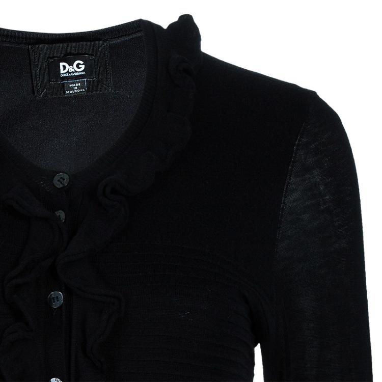 Pre Owned D&G Black Ruffle Detail Cardigan M