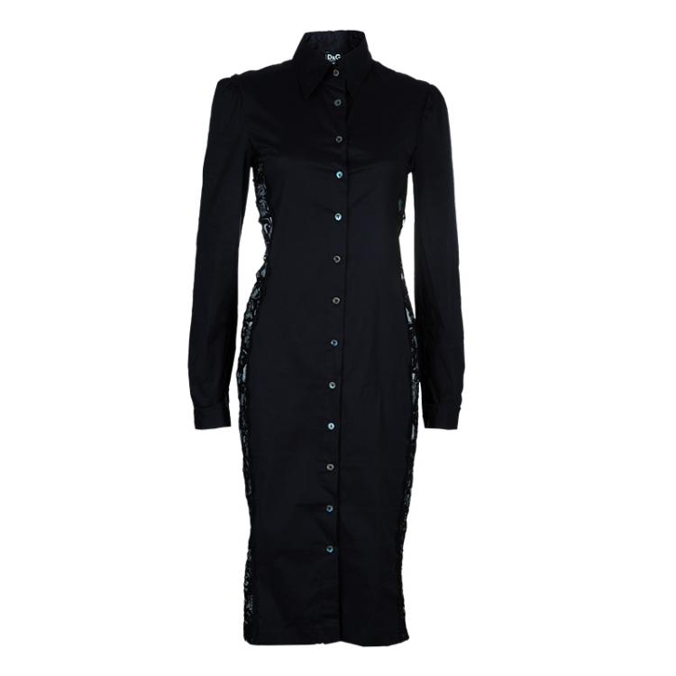 Pre Owned D and G Black Cotton and Lace Dress M