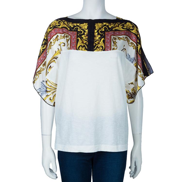 Pre Owned D&G Scarf Print Silk Top L