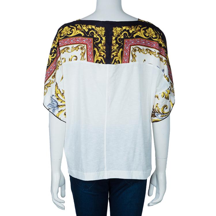 Pre Owned D&G Scarf Print Silk Top L