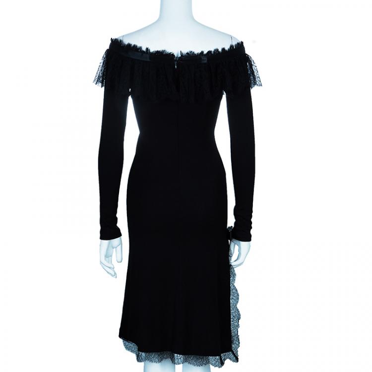 Pre Owned D and G Black Cotton and Lace Dress S