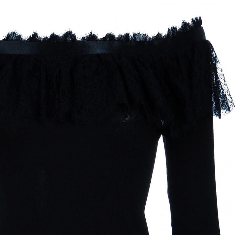 Pre Owned D and G Black Cotton and Lace Dress S