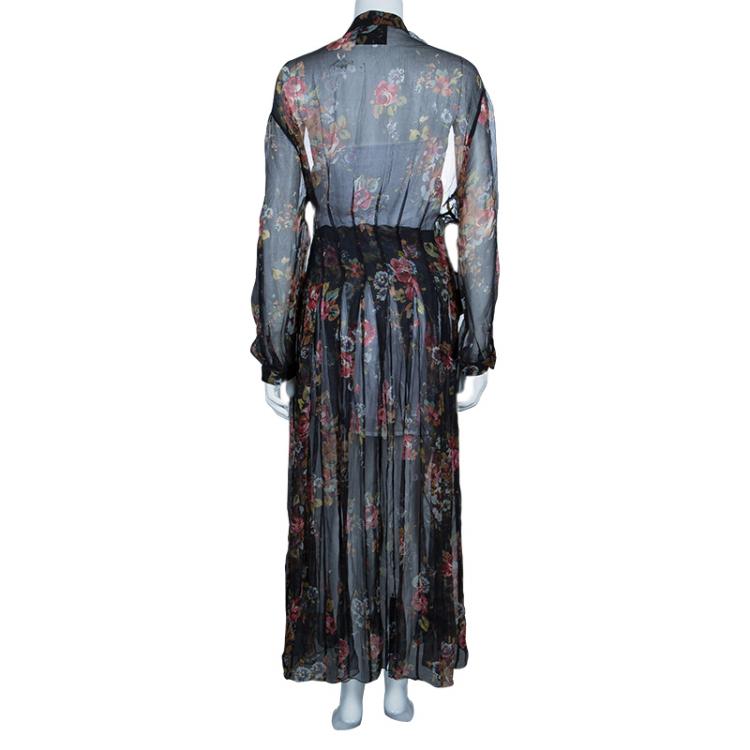 Pre Owned D and G Floral Silk Chiffon Maxi Dress M